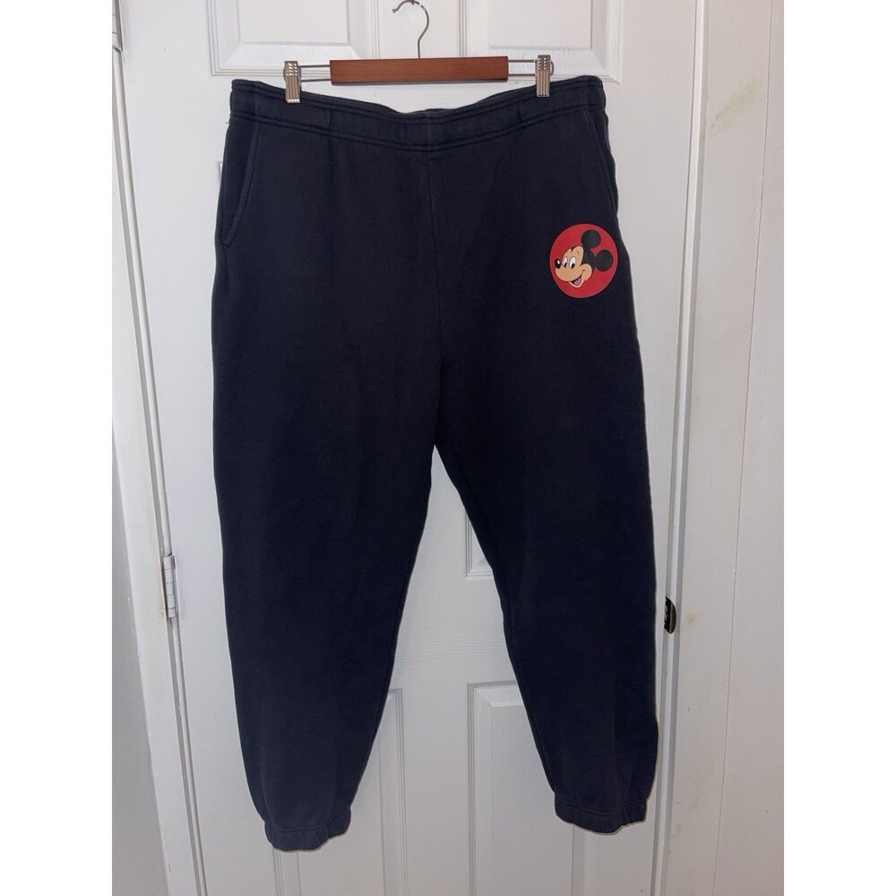Mickey Mouse Disney Store Heavyweight Embroidered Sweatpants Joggers Black Extra